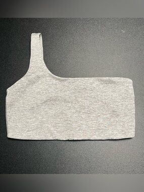 Offline by Aerie One Shoulder Sports Bra Gray Marl Stretch Crop Top Size XL